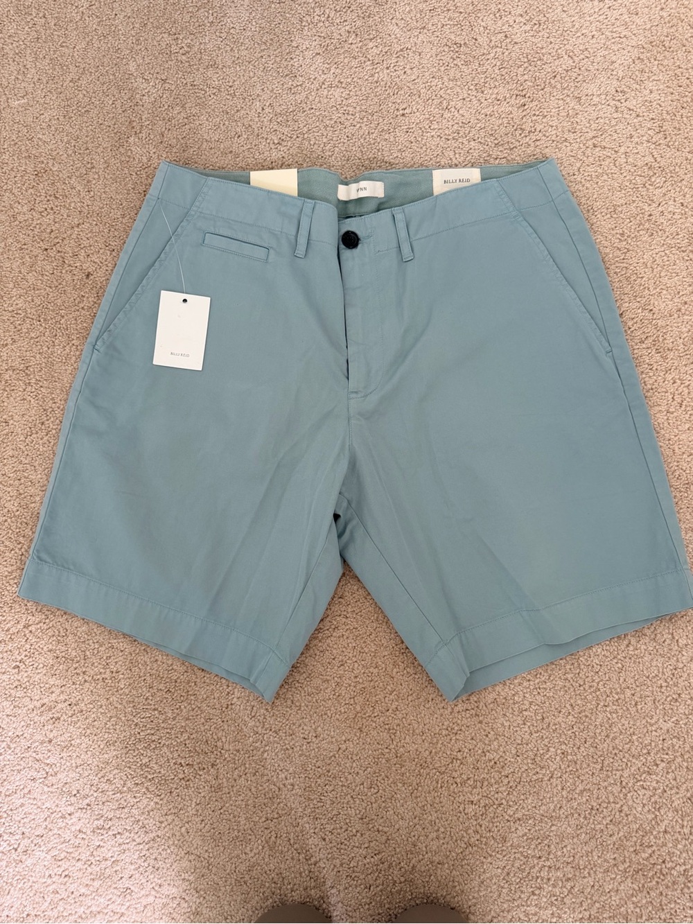 Billy Reid Men's Stone Blue Wynn Short Flat Front Chino Shorts
